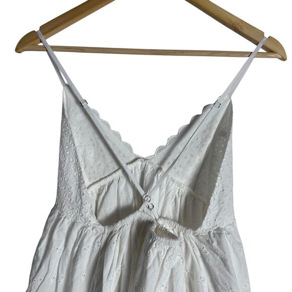Free People Lillia White Eyelet Lace Sleeveless Babydoll Mini Dress Size M - Picture 5 of 12